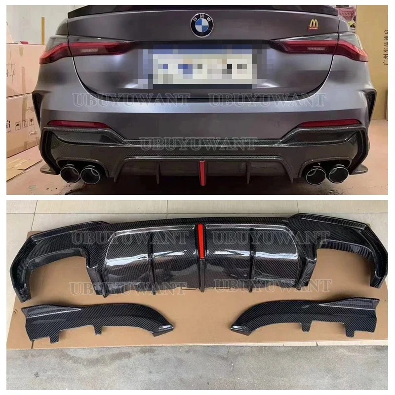 For BMW 4 Series G22 G23 Car Rear Bumper Lip Spoiler Diffuser  430i M440i M Sport Rear Diffuser WITH LIGHT CARBON 2020+