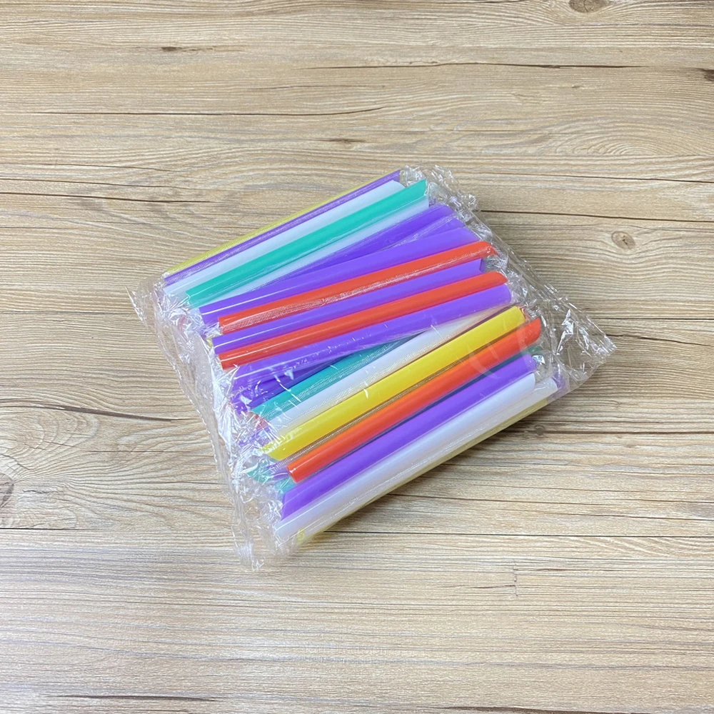 100pcs 190x11mm Big Milkshake Straws Bubble Boba Milk Tea Plastic Thick Straws Smoothie Cold Drinking Drinkware Bar Accessories