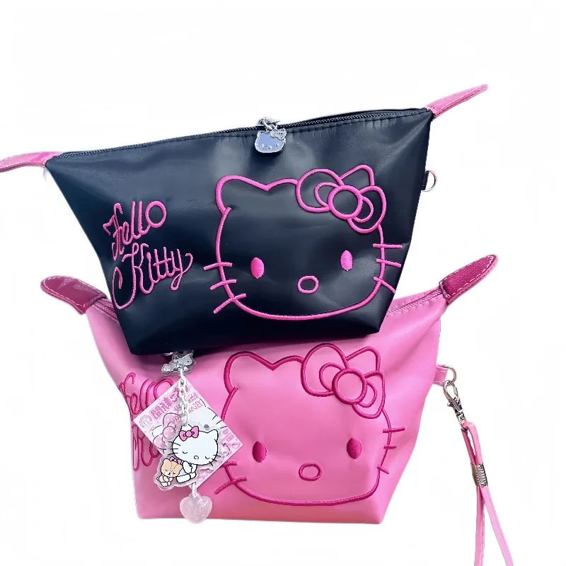 Hello kitty embroidered cosmetic bag, cute cartoon waterproof large capacity storage bag, convenient for traveling, holiday gift