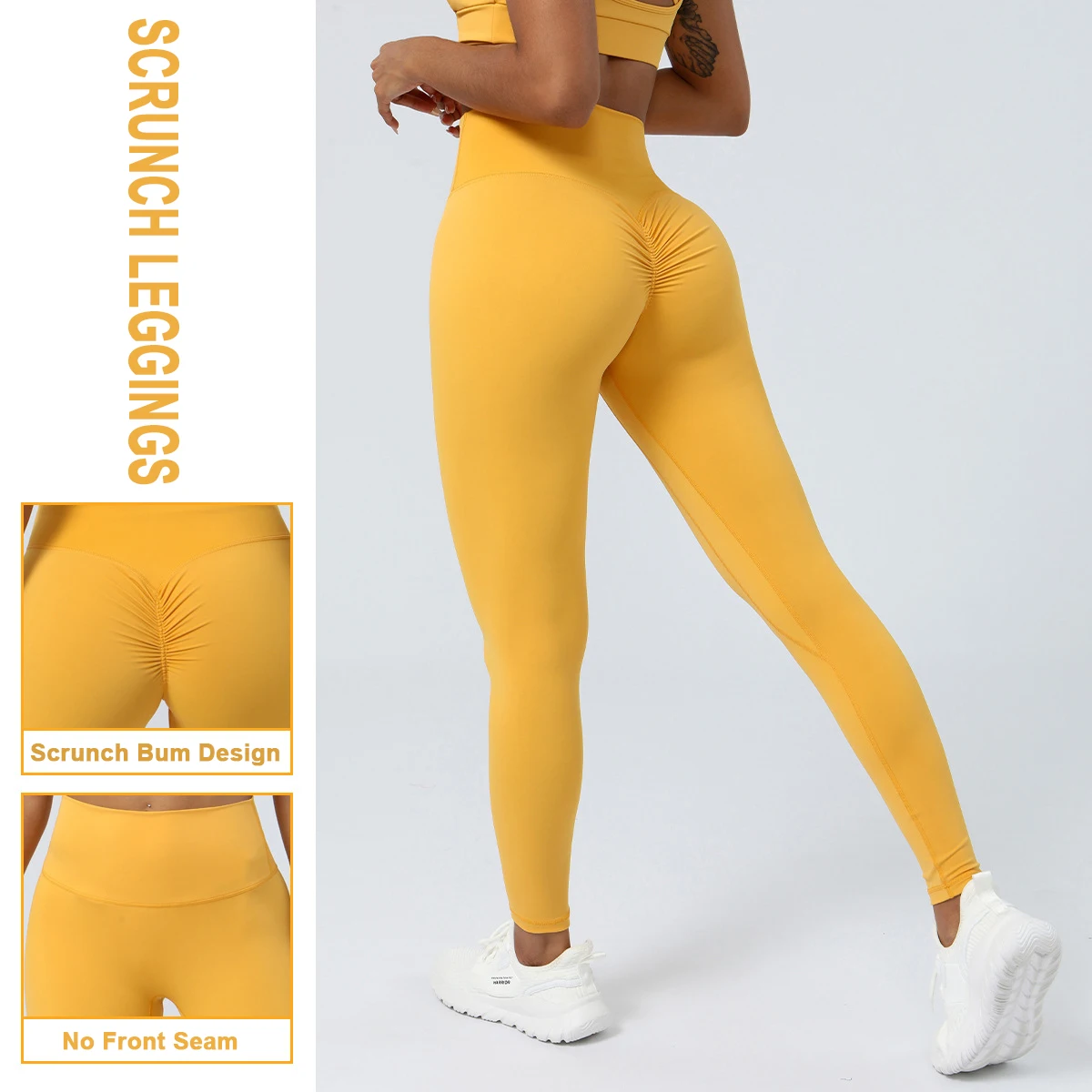 

High Waist Ruched Butt Lifting Yoga Pants Sport Women No Front Seam Scrunch Gym Leggings Tummy Control Wokorut Exercise Tights