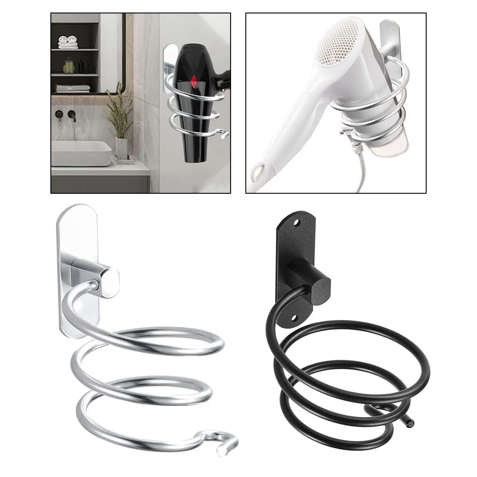 Hair Dryer Holder Practical Easily Installation Swivel Blow Dryer Hanger Wall