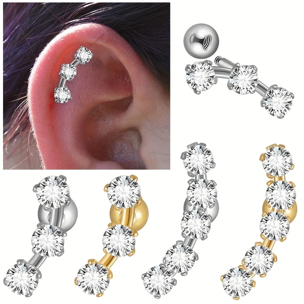 1PC Surgical Steel Internally Threaded 20g Hypoallergenic Helix Earring Piercing Cz Ear Cartilage Tragus Daith Piercing Jewelry