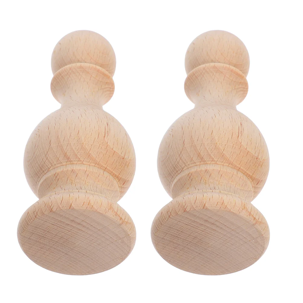 2 Pcs Pillar Furniture Wood Carving Solid Wood Carvings Elegant Design Versatile Decorative Use Home Craft Finials