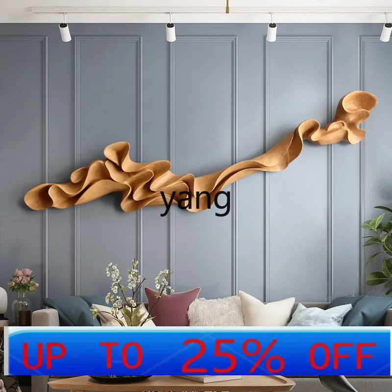 CX  large streamer wood carving hotel lobby sales department background wall decoration pendant