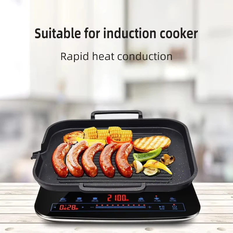 الكورية التعريفي طباخ لوحة الشواء الحجر الطبي دخاني غير عصا المنزلية الفحم الغاز الشواء لوحة الحديد شواء شريحة لحم عموم #3