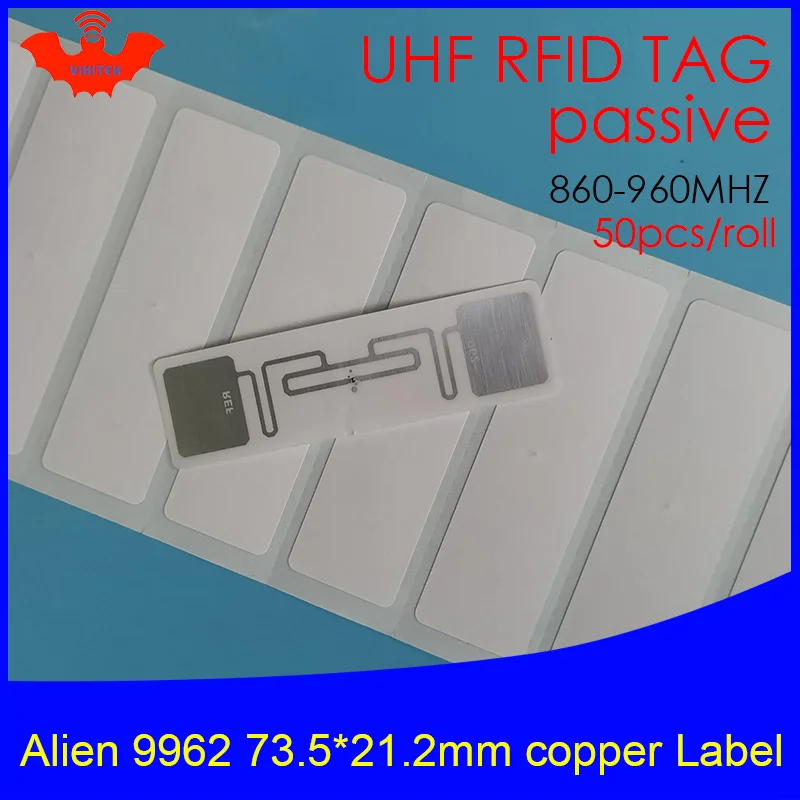 

RFID tag UHF sticker Alien 9962 9662 printable copper label 860-960MHZ H9 EPC 6C 50pcs free shipping adhesive passive RFID label