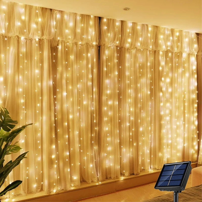 IEEYEEY Solar LED Vorhang Licht Outdoor Girlande Solar Fee String Licht Pavillon Garten Party Urlaub Weihnachten Decor Kupfer Draht Lampen 4