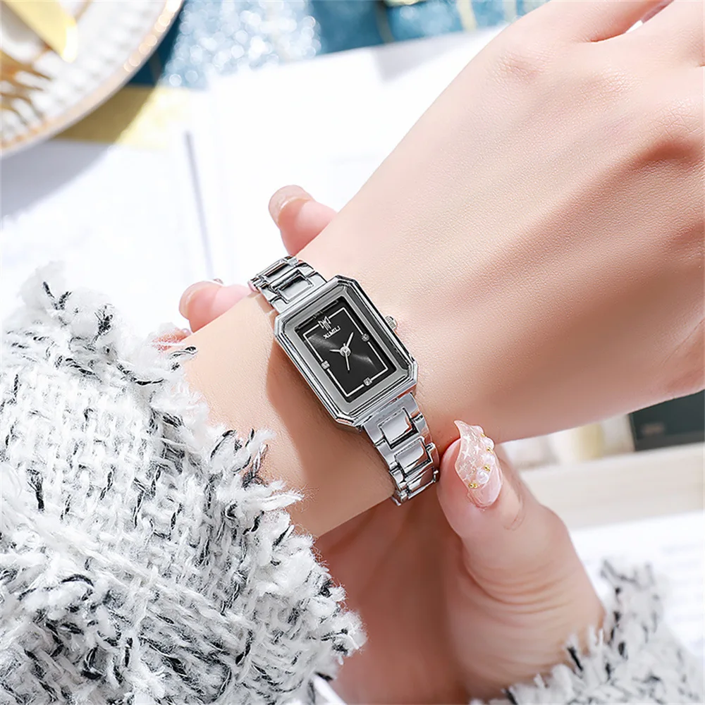 UTHAI New Women Watch Light Luxury Simple Square Stainless Steel Female Student Fashion Quartz Wristwatches