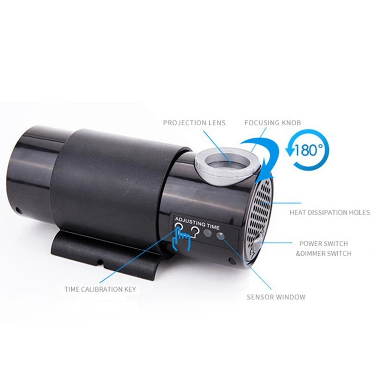 デジタル LED プロジェクション卓上時計サイレントリモコンテーブルプロジェクターダイヤル壁時計リビングストア用、ホワイト、英国プラグ XY