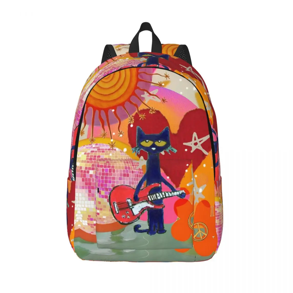 Pete The Cat I Love My White Shoes Backpack High School Business Cartoon Cats Daypack for Men Women Laptop Shoulder Bag