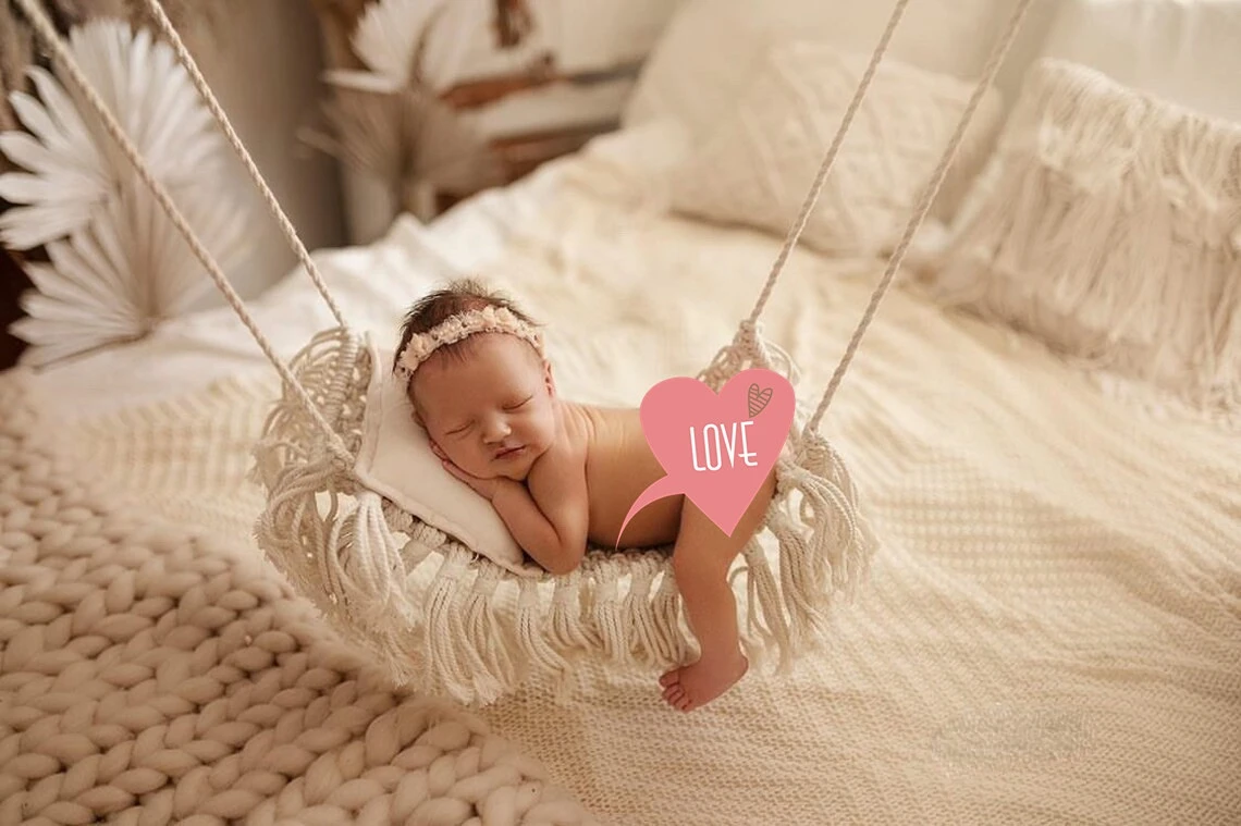 Newborn Photography Prop Baby Handmade Knitted  Hammock  Posing Aids Photo Shooting Fotografía Accesorios