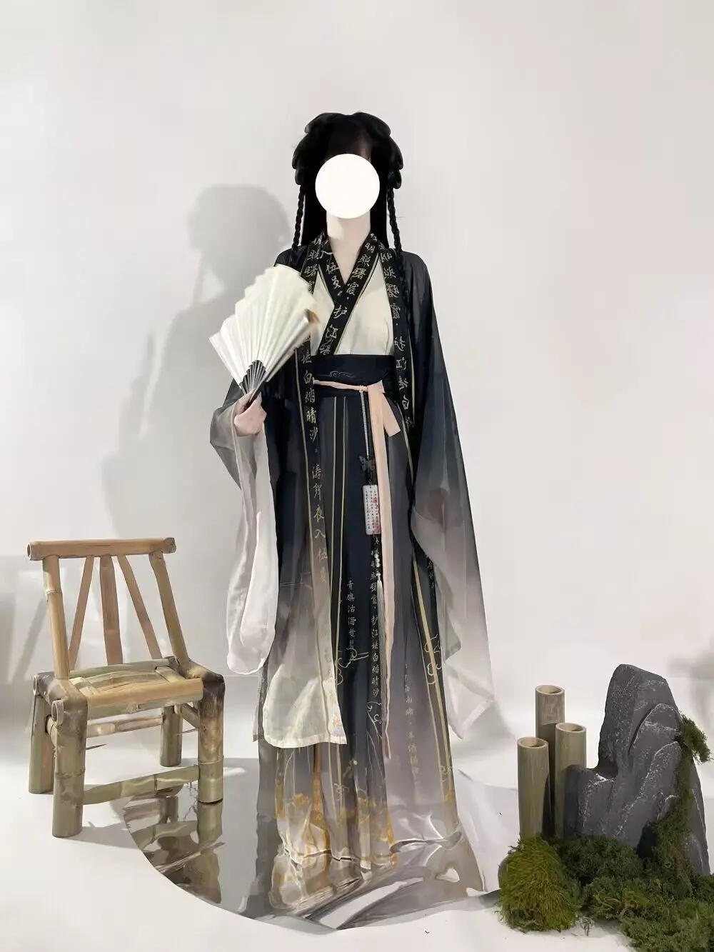 ملابس هانفو على الطراز الصيني الجديد لعام 2025 قميص وي جين بأكمام كبيرة مع ياقة متقاطعة وتنورة للأزواج زهر هانفو الساخن #5