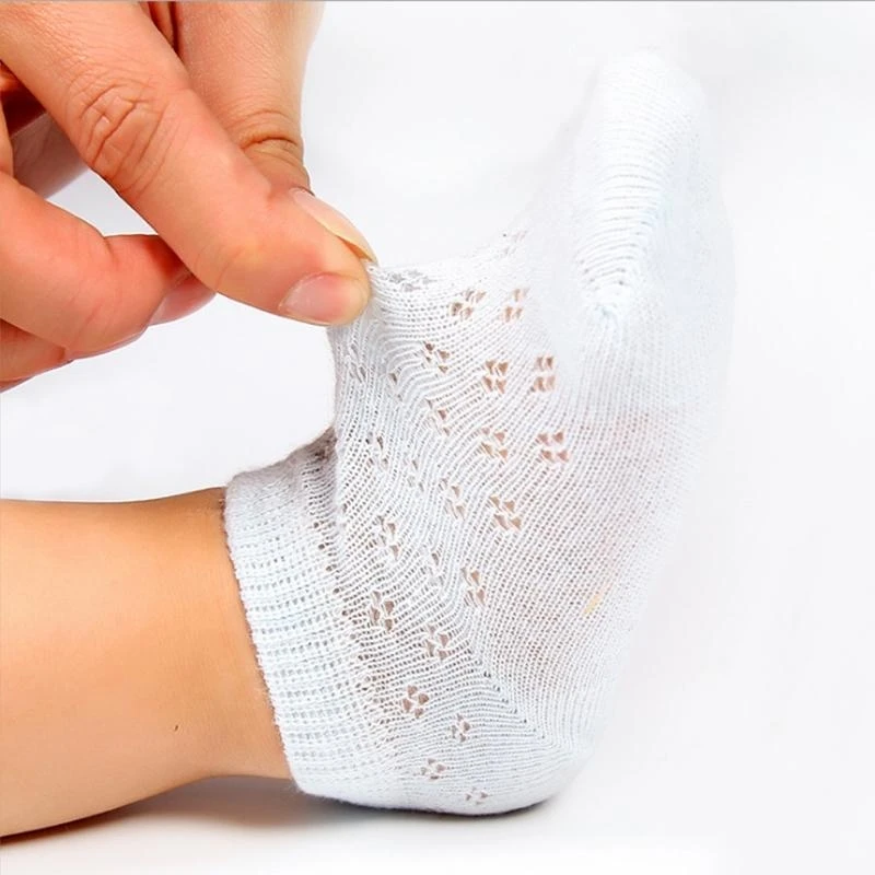 جوارب J15U صيفية للأطفال قصيرة للكاحل من القطن الشبكي الرقيق للجنسين بلون سادة مجوف للأطفال الصغار #2