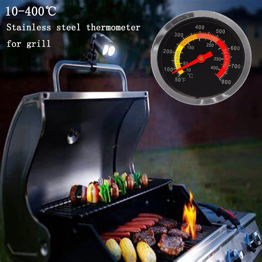 Barbecue Thermometer Stainless Steel 10-400 Degrees Celsiu Grill Temperature Gauge Oven Temperature Meter Long Probe