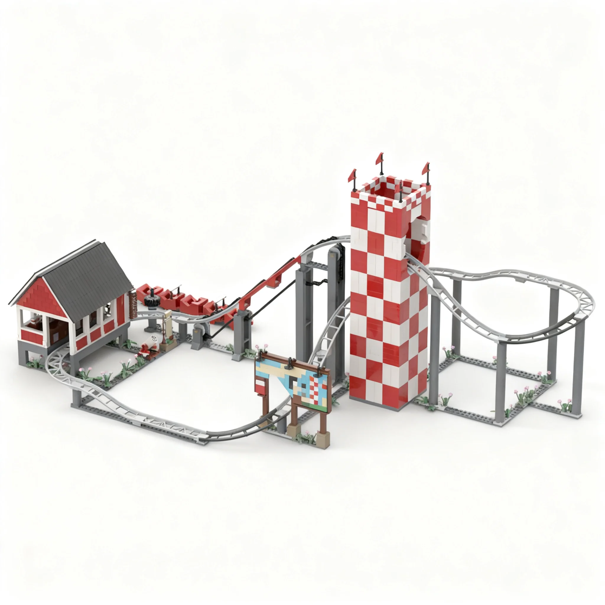 1911pcs MOC Barnstormer Roller Coaster Disnay Model Building Blocks Birthday Craft Display Collection Education 3D Assemble