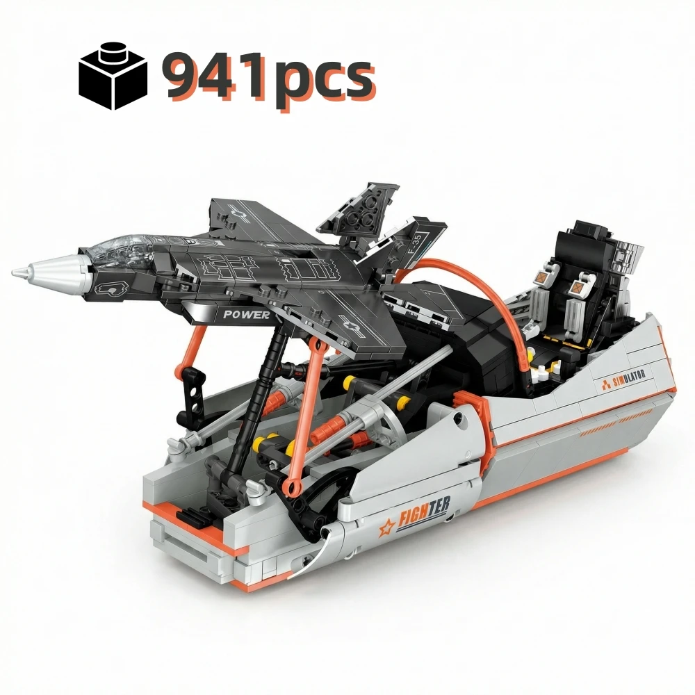

FUNXINEE 941pcs Fighter Jet Building Blocks Simulator Aircraft Model Movable Stand Creative Airplane Toy Gift