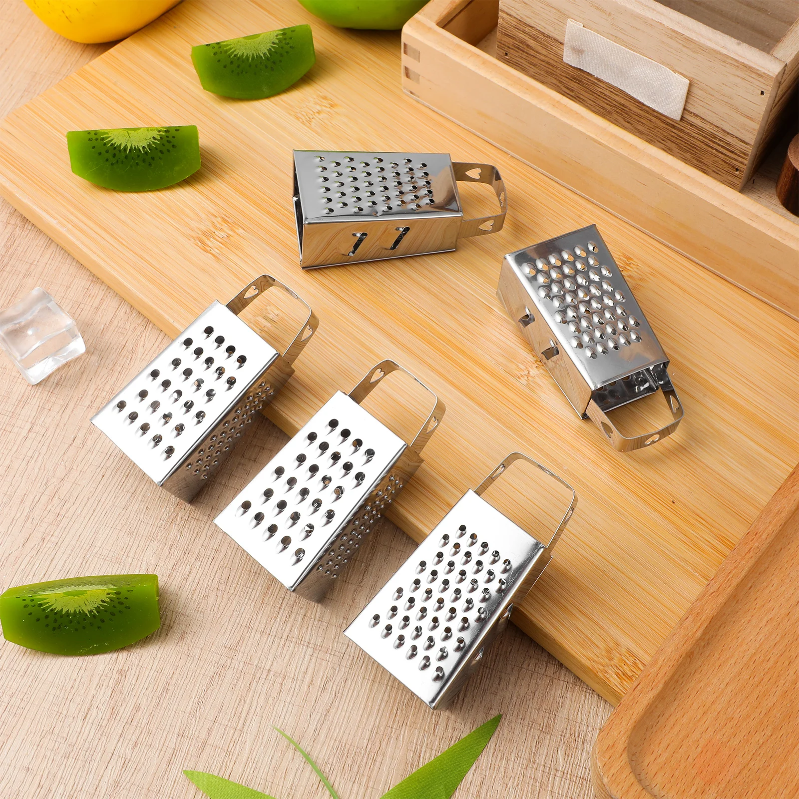 

6Pcs Mini Stainless Steel Cheese Grater Four Sided Kitchen Gadget for Slicing Shredding Garlic Carrot Potato Lemon Cucumber