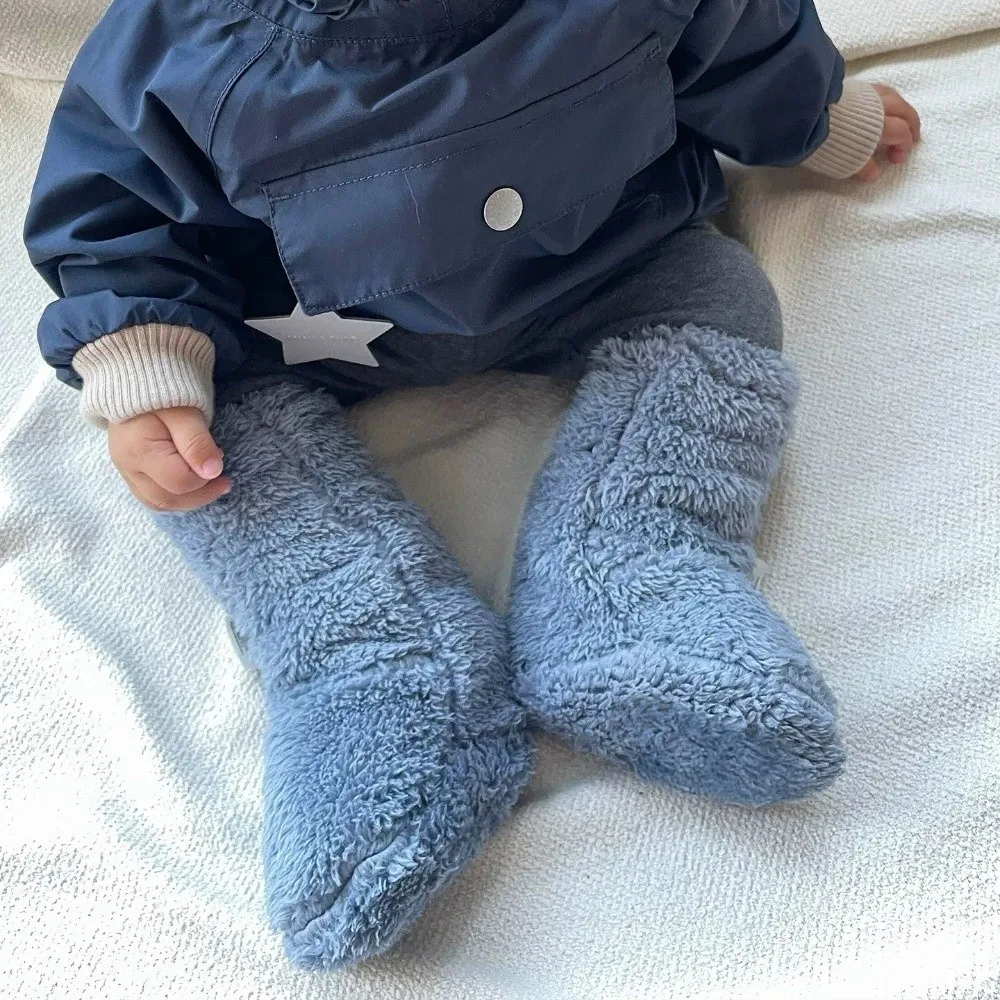 

Милые утолщенные носки для новорожденных, однотонные, противоскользящие, теплые, для сна, зимние