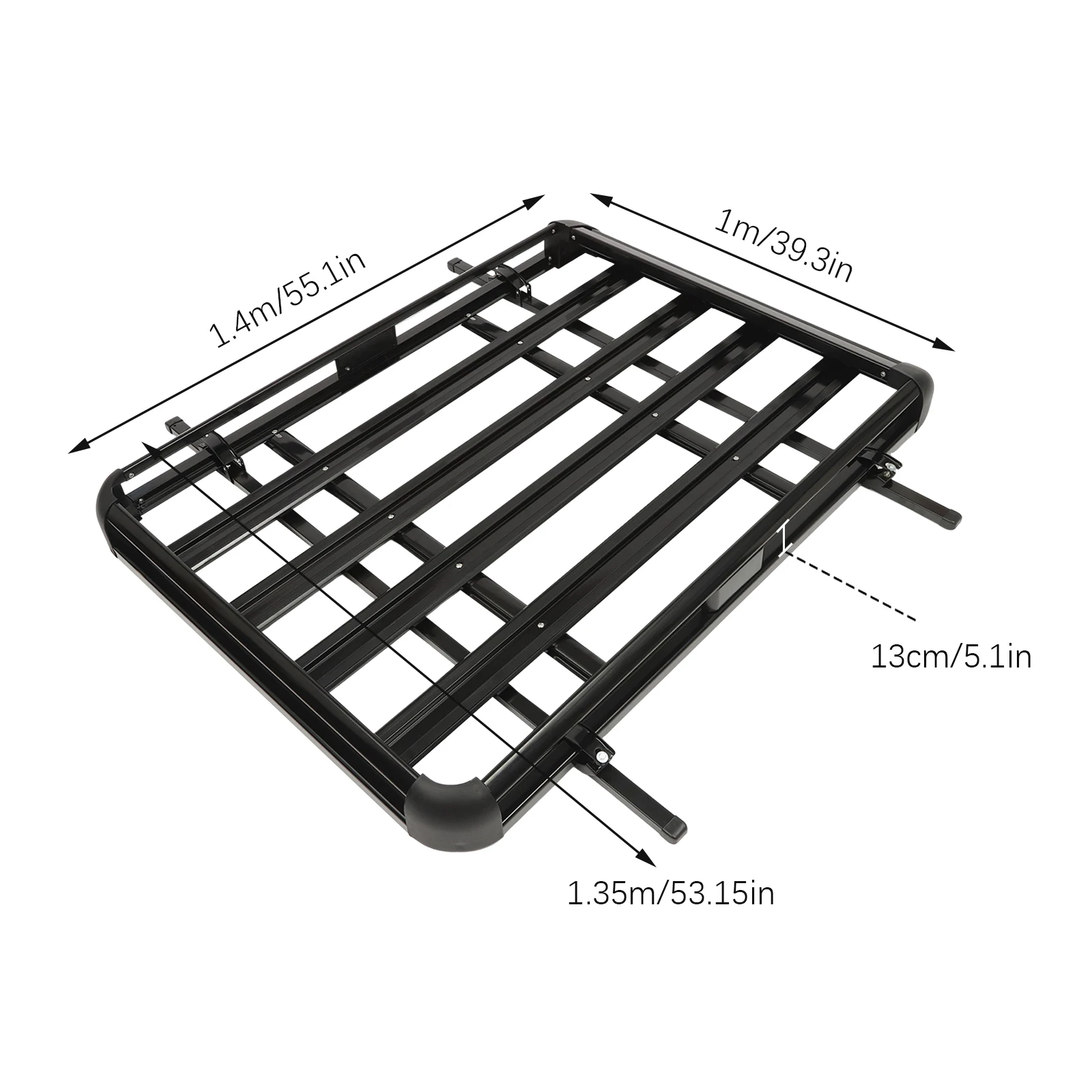 140x100cm/160×100cm Universele aluminium autodakdrager Cargo Basket Tray Bagagedrager Zwart Belasting 150kg voor SUV met ingebouwde rekken