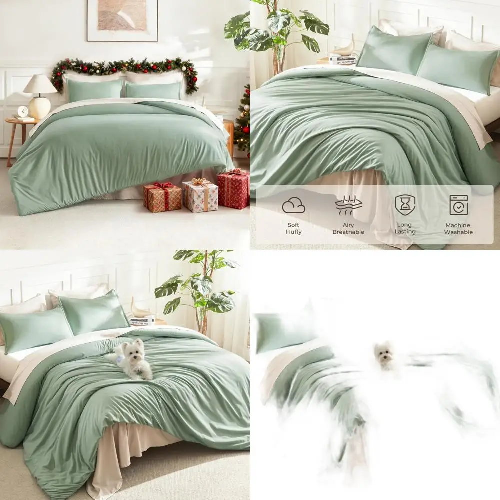 

Sage Green Lightweight 3-Piece Oversized King Comforter Set, 128x120, All-Season Quilt Blanket