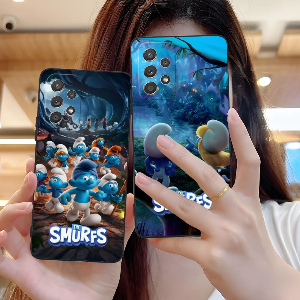 Mobile Smurfs Phone Case for Samsung Galaxy A73 72 71 70 55 54 53 52 35 34 32 23 14 13 5G Black Cellphones Smartphone Cover