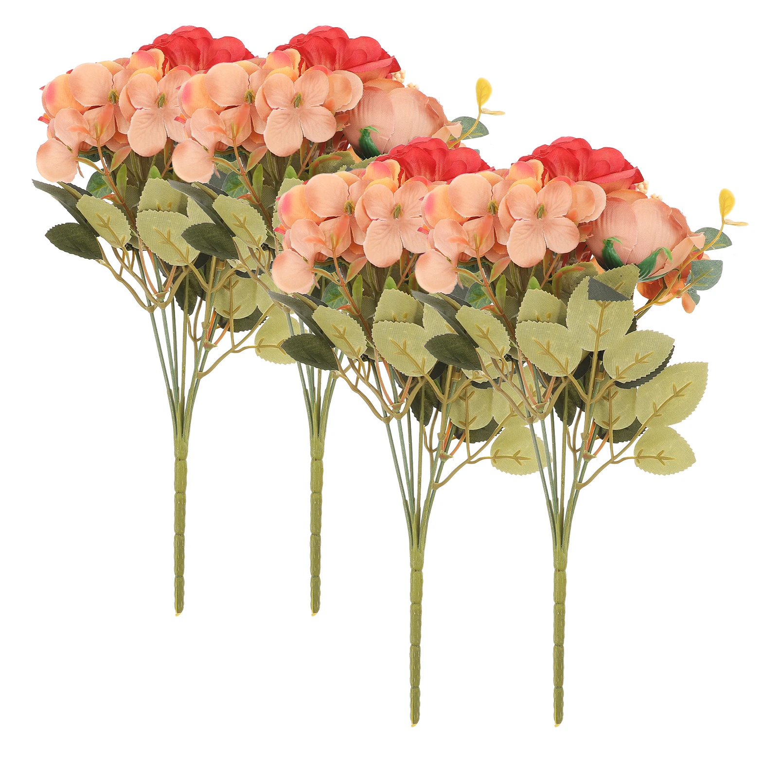 

4pcs Realistic Fake Rose Wedding Bridal Bouquet Artificial Flower Arrangement Home Decor Simulation Roses Party Favor Photo Prop
