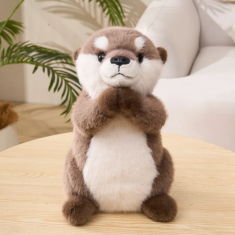 15-25cm Cute Otter Plush Keychain Realistic Stuffed Otter Animal Pendant Doll Plushies Key Ring for Bag Decoration Gifts Girl