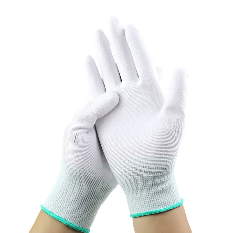 Guantes de trabajo electrónicos antiestáticos, protectores de manos con revestimiento de Palma de pu, antideslizantes para protección de dedos, 2 piezas