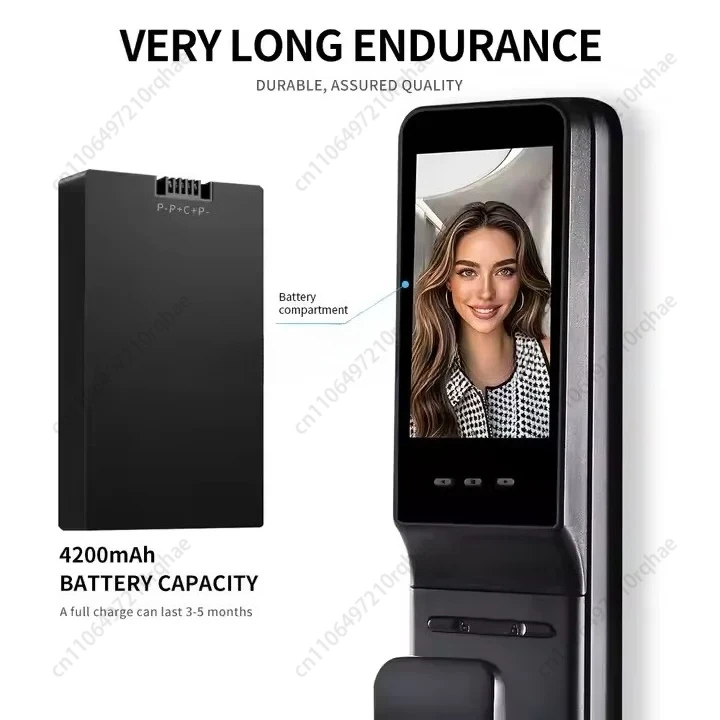 Tuya Kabelloses, wasserdichtes, intelligentes Aussehen, Gesichtserkennung, digitales Schloss 6085, Holztür, biometrischer Fingerabdruck