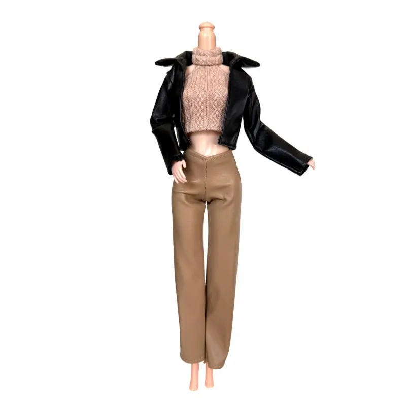 Nuovo Set di Vestiti per Bambole da 30cm Autunno/Inverno: Cappotto in Pelliccia/Pelle, Abiti, Top e Pantaloni in Pelle per Bambole BJD FR PP Supermodel 1/6