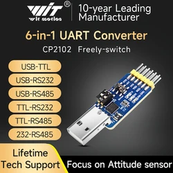 WitMotion USB-UART 6-In-1 Converter, Multifunctional USB-TTL/RS485/232, TTL-RS232/485,232-485)Serial Adapter, CH340/ CP2102 Chip