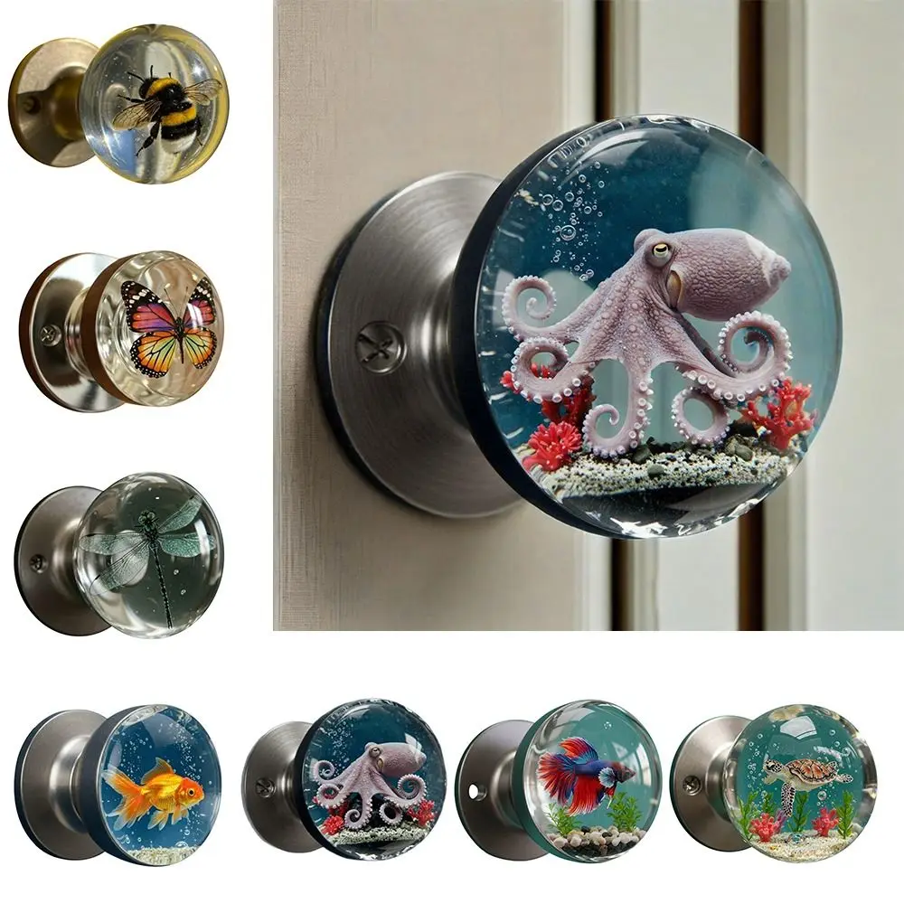 High Quality Scratch-Resistant Decorative Door Handle Round Butterfly Pattern Animal Artistic Knob Retro Cabinet Handle