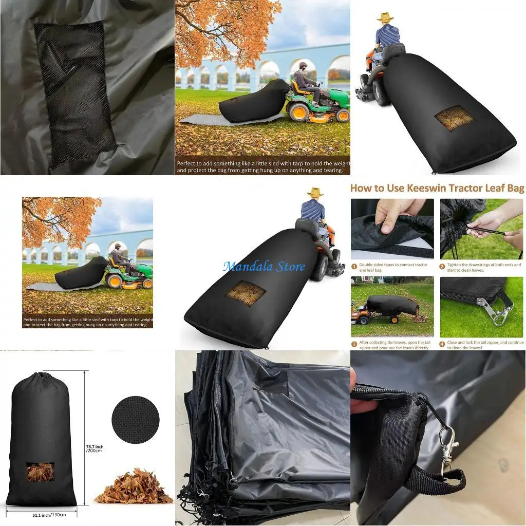 

U2JC Easy Empty Leaves Collector Bag for Riding Mowers with Bottom and End Zippers for Simple Disposal Secure Attachment
