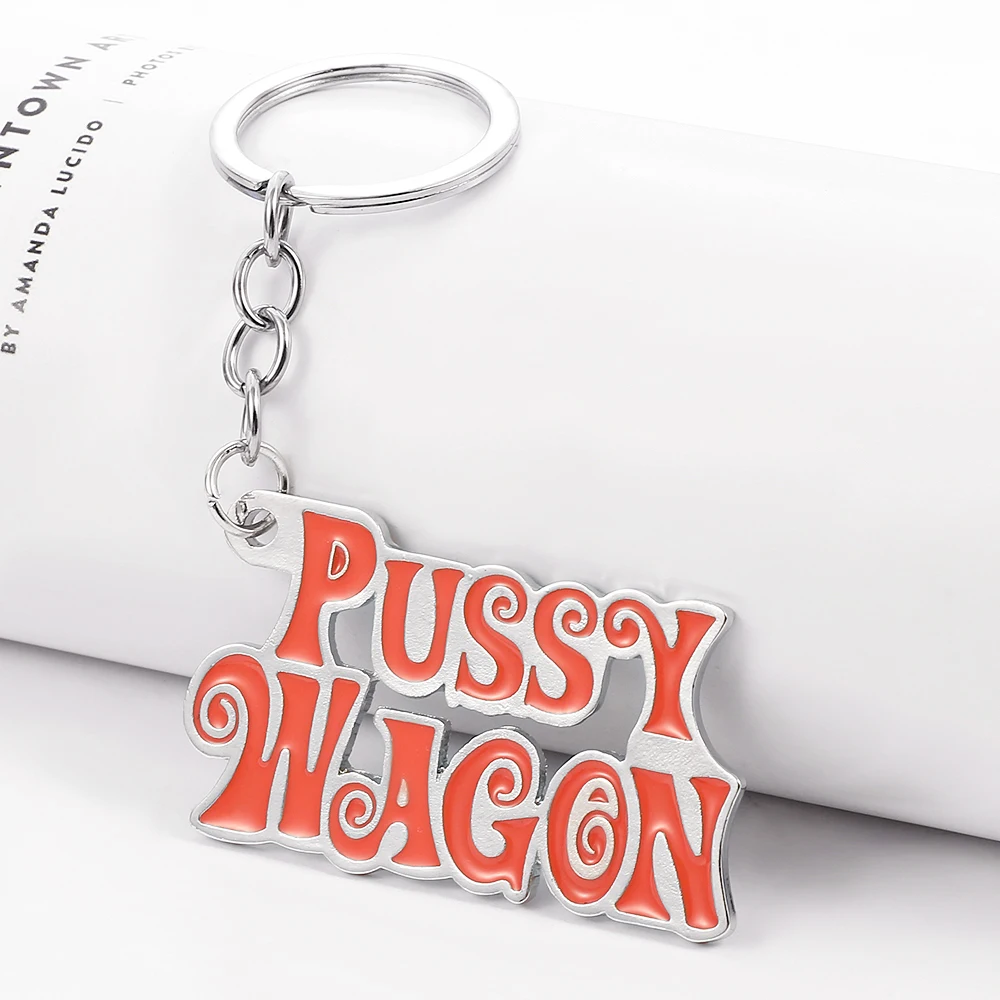 Movie Kill Bill Keychain Letter Pussy Wagon Metal Enamel Badge Pendant Keyring Car Backpack Key Holder Jewelry Accessories Gifts
