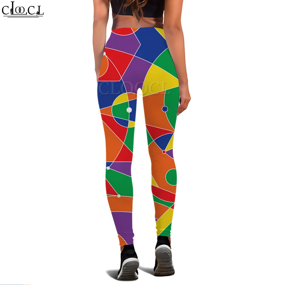 CLOOCL 3D-geprinte legging Sport Dames Fitness hardloopbroek Vrouwelijke hoge taille Stretch legging Onregelmatige kleurrijke yogabroek