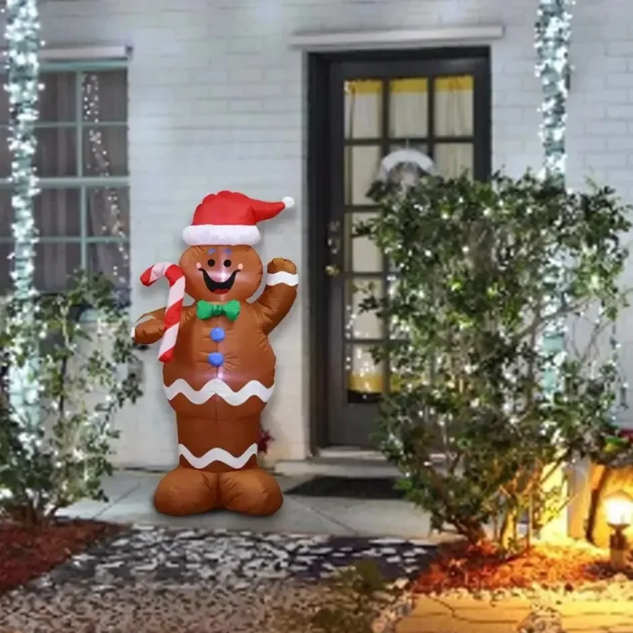 1.5m Inflatable Gingerbread Man with LED Lights - Perfect for Indoor/Outdoor Christmas Party Decorations & Yard Props