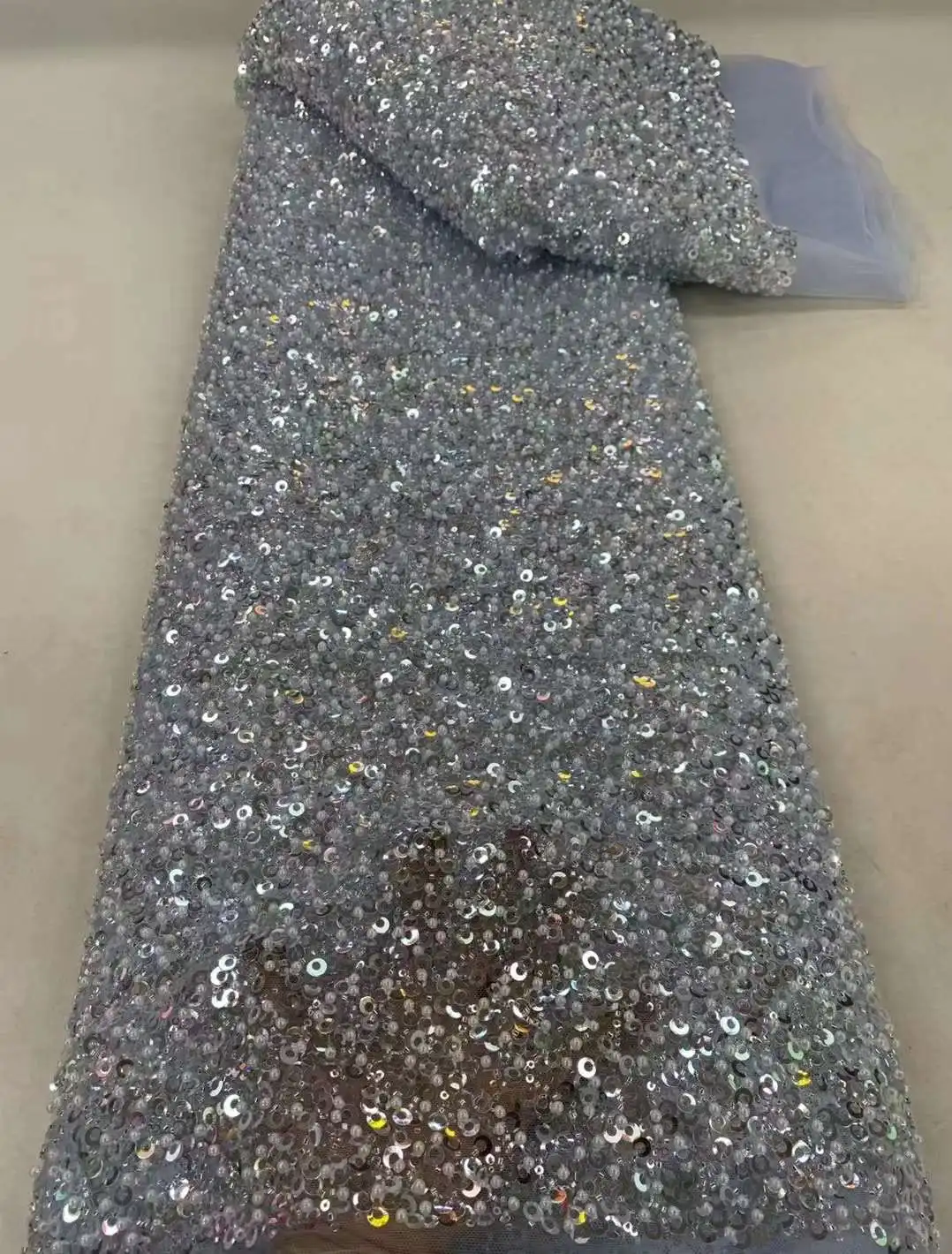 قماش شائع مع أنبوب الخرز ، دانتيل مطرز ، لؤلؤ الخرز ، شبكة فرنسية ، دانتيل نيجيري ، فستان سهرة ، زفاف وحفلات ، جودة عالية #5