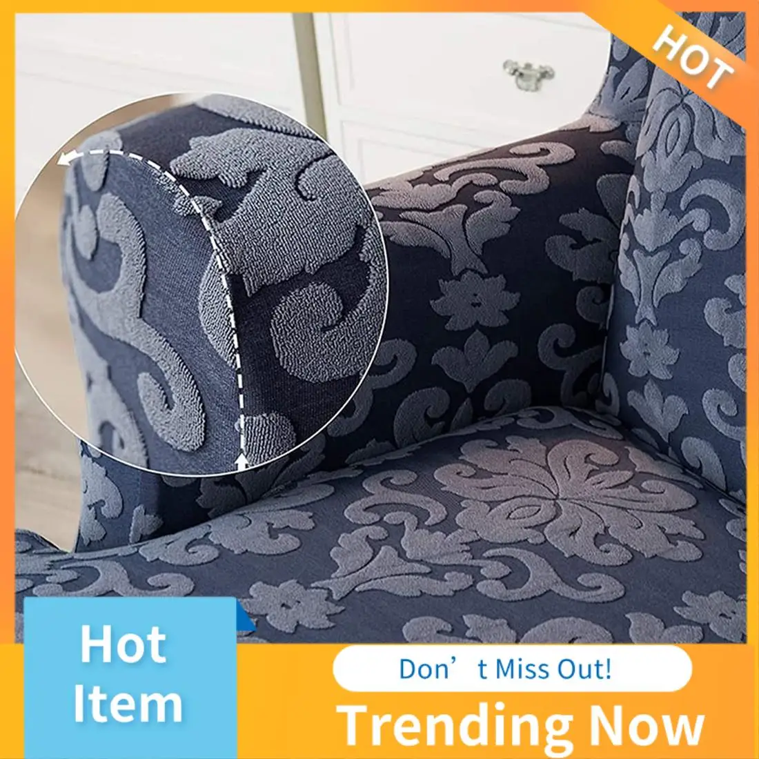 

CMHI-Chair Covers 2 Piece Stretch Wing Chair Slipcover, Knitted Jacquard Washable Fabric Sofa Cover Furniture Protector