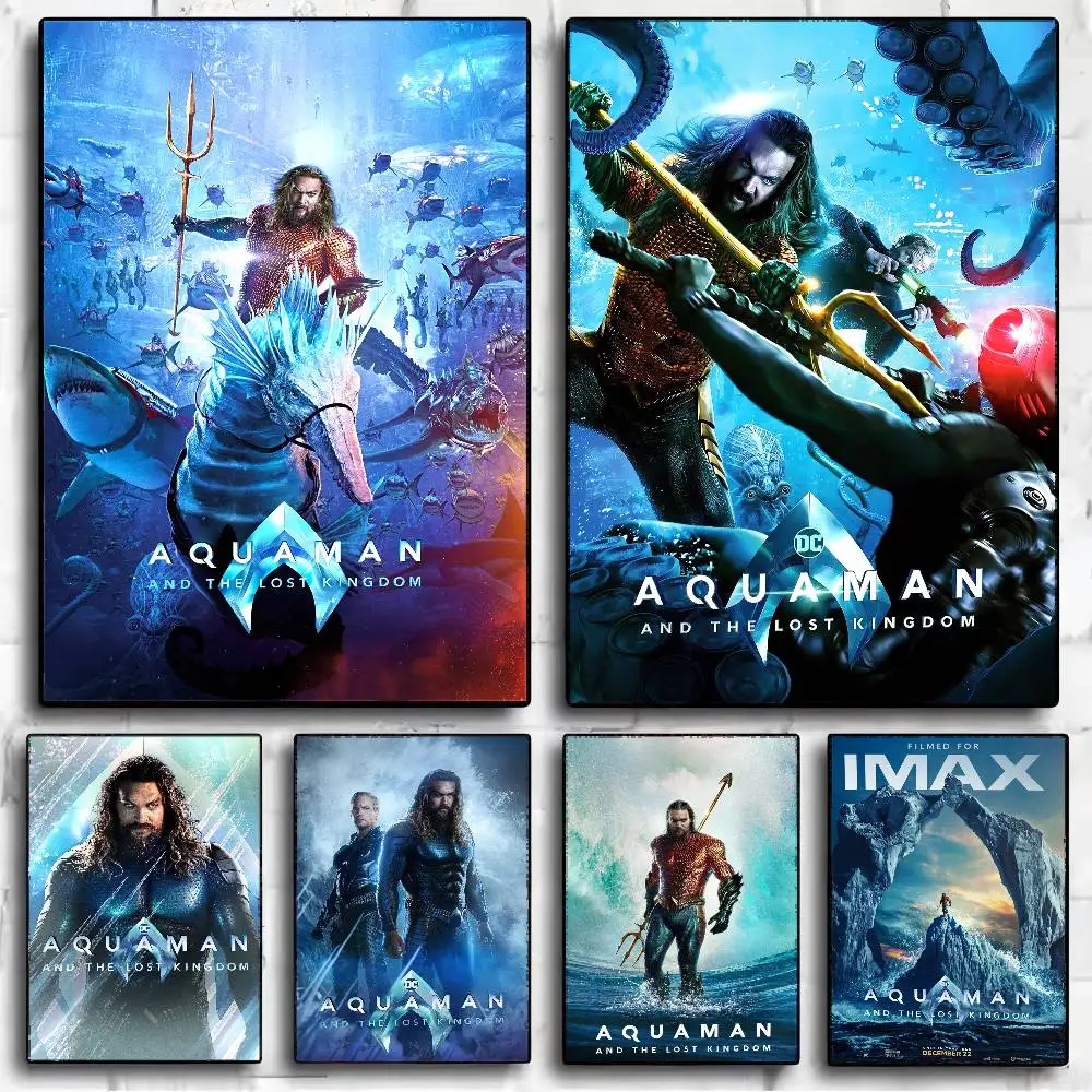 Aquaman And The Lost Kingdom Movie Sticky Posters Fancy Wall Sticker For Living Room Bar Decoration Vintage Decorative Painting