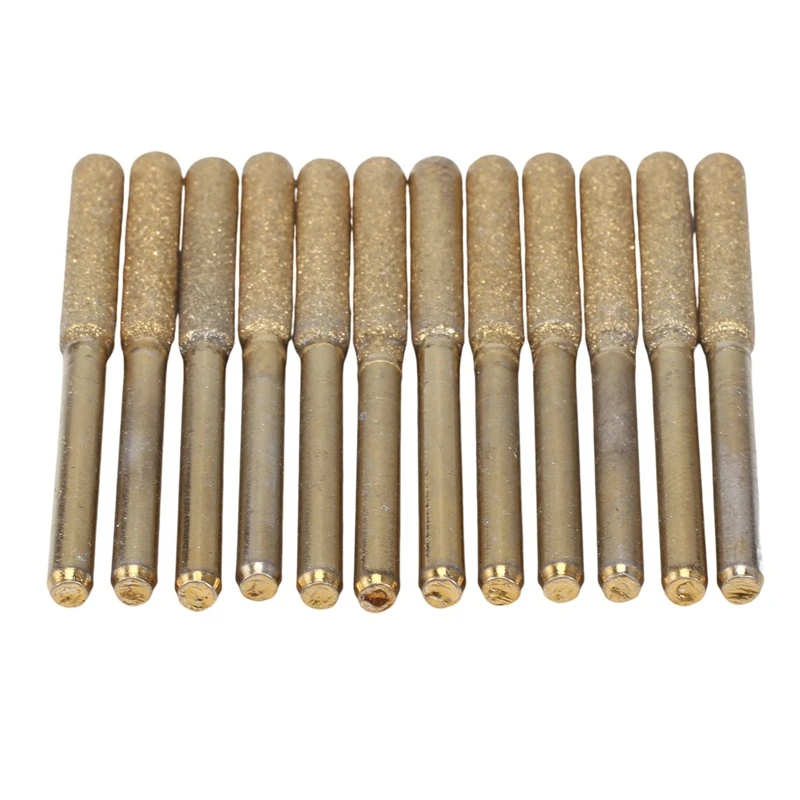 12Pcs Burr Grinding Stone File 4.0Mm Titanium Plated Diamond Sharpening Wheels Chainsaw Sharpener Stone Electric Kit