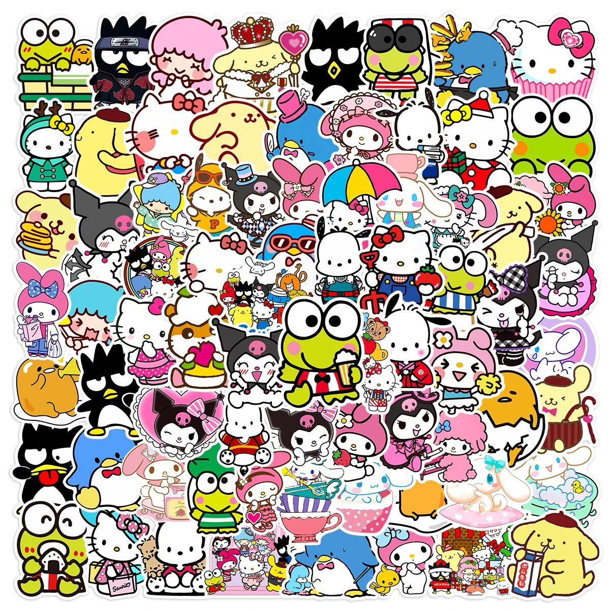 50/100pcs Kawaii My Melody Kuromi Hello Kitty Stickers for Kids Girls DIY Stationery Diary Cute Cartoon Sanrio Sticker Decals