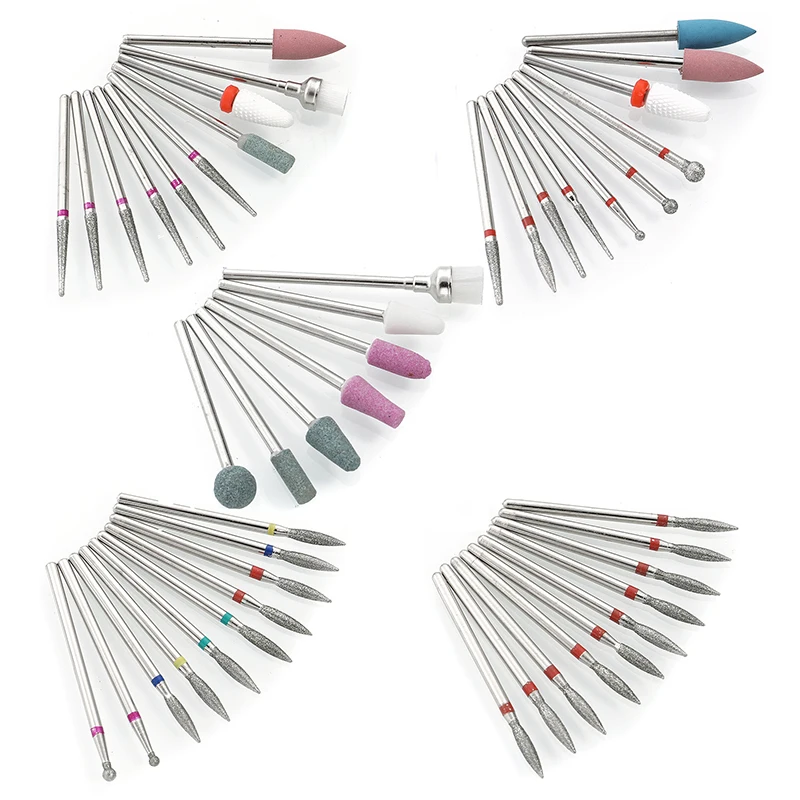10 قطعة/المجموعة بشرة نظيفة باديكير مثقاب مجموعة مع 2.35 مللي متر عرقوب الأظافر الماس مسمار بت لأدوات اكسسوارات الملمع الكهربائي #3
