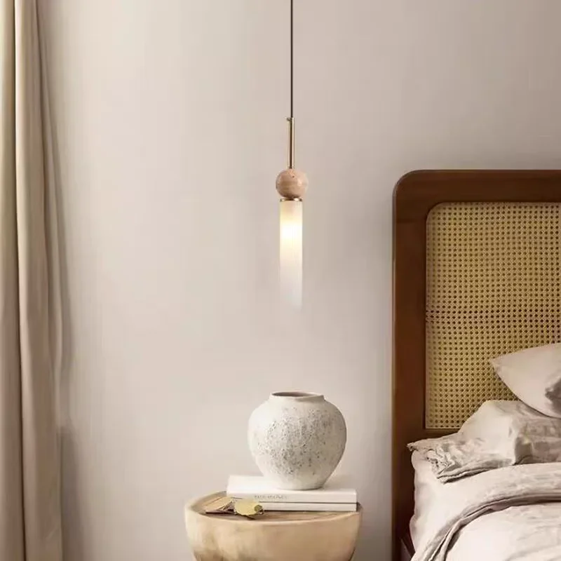 Cave Stone Wabi-Sabi Bedroom Bedside Chandelier Creative Cream Homestay Vintage Nordic Restaurant Pendant Lamp view 2