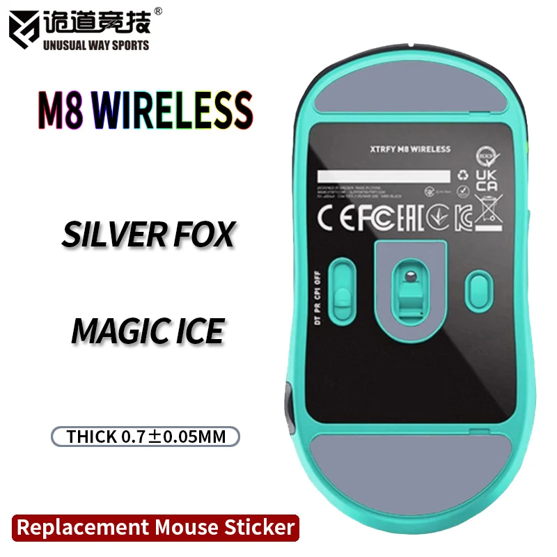 InsolitoWaySports Mouse Pattini Piedi Xtrfy M8 Superficie ribaltabile wireless PTFE Anti collasso Magic Ice Silver Fox