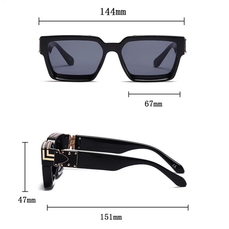 Retro Millionaire Sunglasses For Men 2024 Vintage Square Sunglasses Women Trendy Designer Fashion Glasses Gafas De Sol Hombre