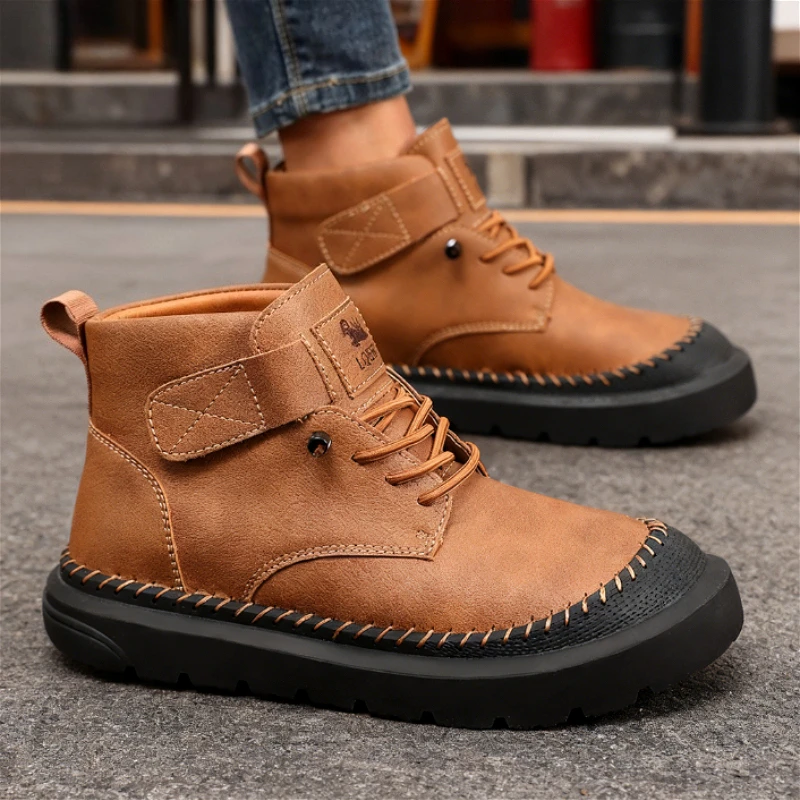 

Fashion Women's Brown Boots Retro Stitching Detail Ankle Boots Non-Slip Comfort Outdoor Casual Boots Autumn Footwear Size 36-43