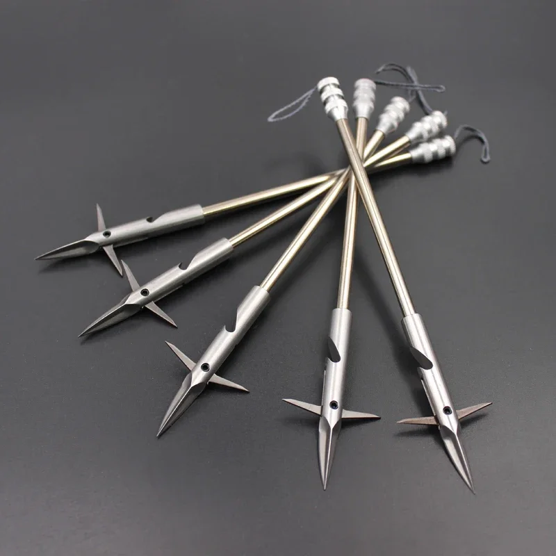 6/12/24pcs Stainless Steel Arrowhead Fishing Darts Barb Fish Slingshot Three sides Fishing Head Stable Catapult Shooting