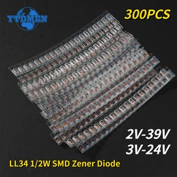 300PCS LL34 SMD Zener Diode Assorted Kit 1/2W 3V-24V 2V-39V and LL4148 15values 30values SMD Diode Set