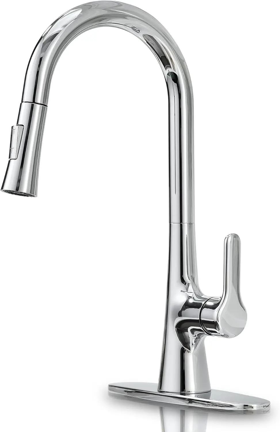 

Kitchen Faucet with Pull Down Sprayer, Polished Chrome, 1 or 3 Hole, High Arc, Spot Resist Stainless Steel for Farmhouse Camper Laundry RV Bar
