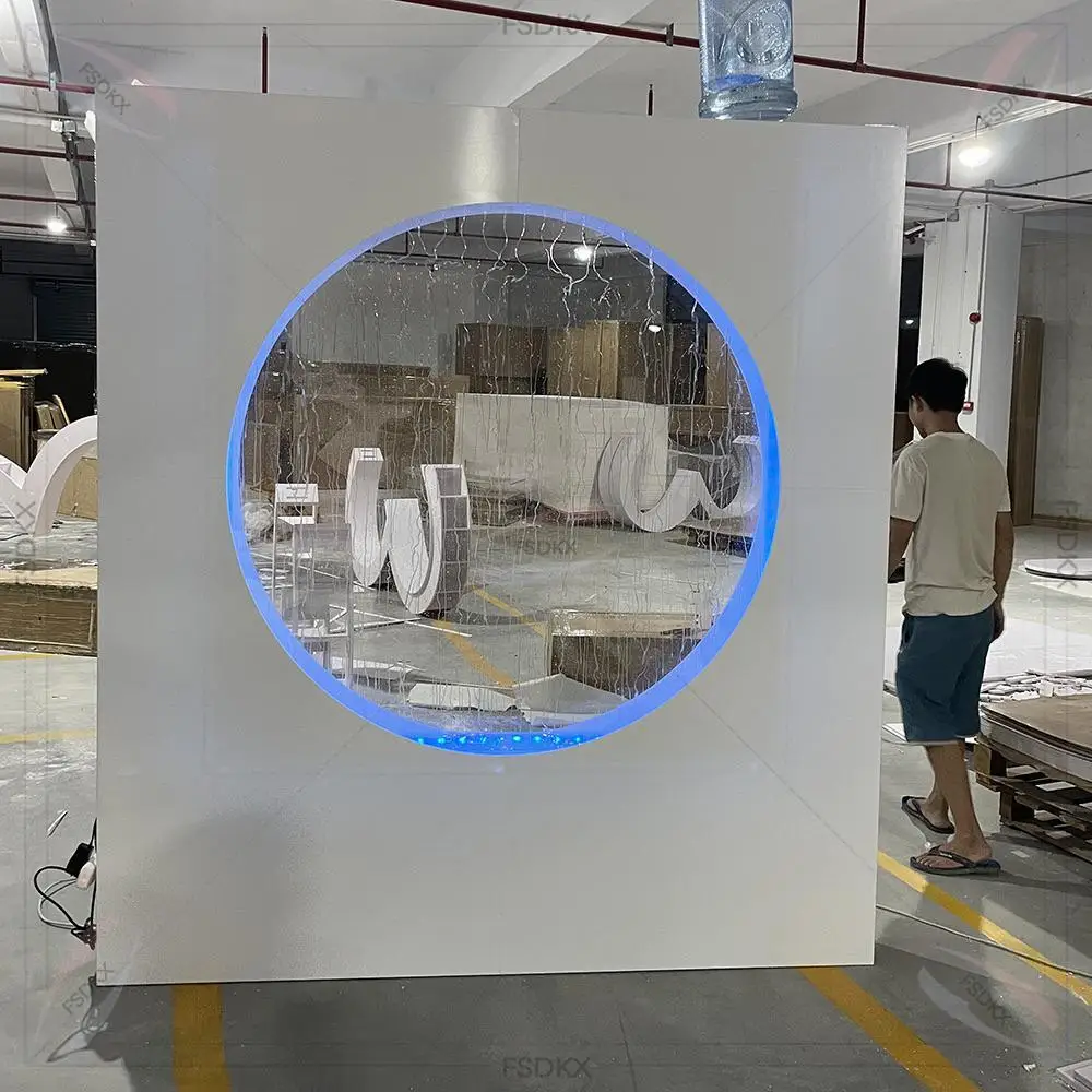 

Custom Made Indoor Waterfall Curtain Fountain Free Standing Water Fall Wall Panel Waterfall Wedding Backdrop